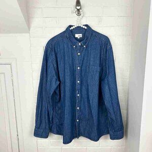 Plus Size Denim Chambray Button Down Shirt Size XXL